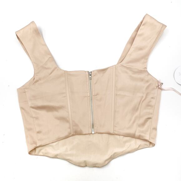 More to Come Melany Corset Top Blush Cream Satin Boned Sz M‎ Crop - Picture 6 of 8